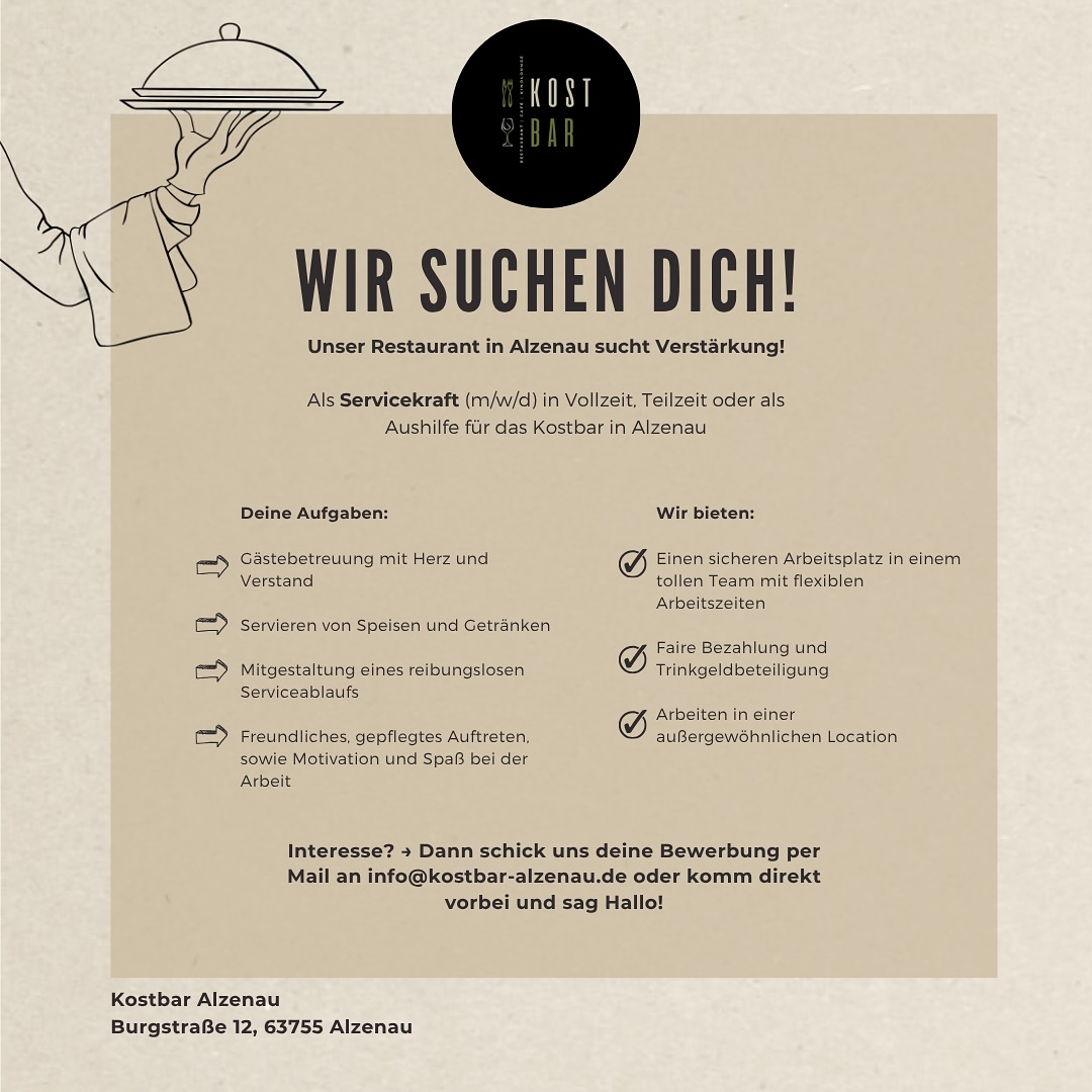 Wir suchen neue Servicekräfte! Bei Interesse melde dich doch gerne bei uns🤗